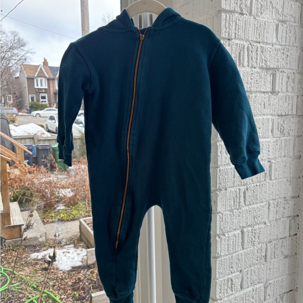 Mini Mioche Zip Hoodie Romper | Size 1/2 | Organic Cotton | Unisex